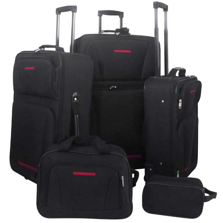 vidaXL Trolley Kofferset 5-TLG. Stoff Schwarz Koffer Reisekoffer