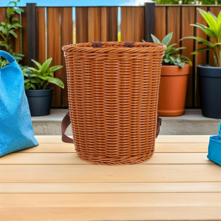 VICASKY Handgefertigter Outdoor Rucksack aus Pp mit Schultergurt Praktischer Geflochtener Picknickko