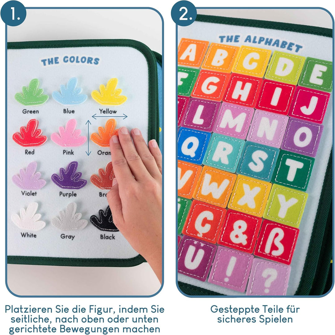BONNYCO Montessori Busy Board aus Filz Pädagogisches Montessori Spielzeug, Activity Board Baby Motor