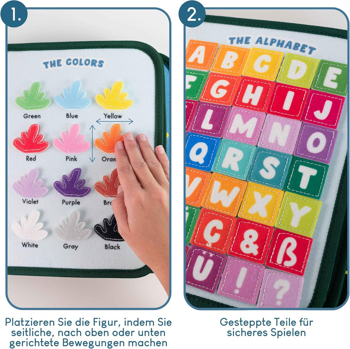 BONNYCO Montessori Busy Board aus Filz Pädagogisches Montessori Spielzeug, Activity Board Baby Motor