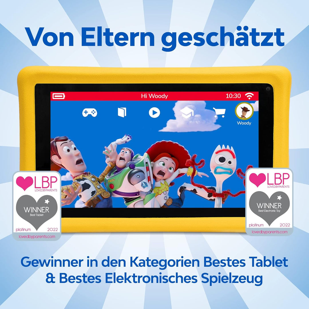 Pebble Gear Kinder Tablet - Disney Pixar Toy Story | 7 Zoll Kids Tablet mit kindgerechter Hülle, elt