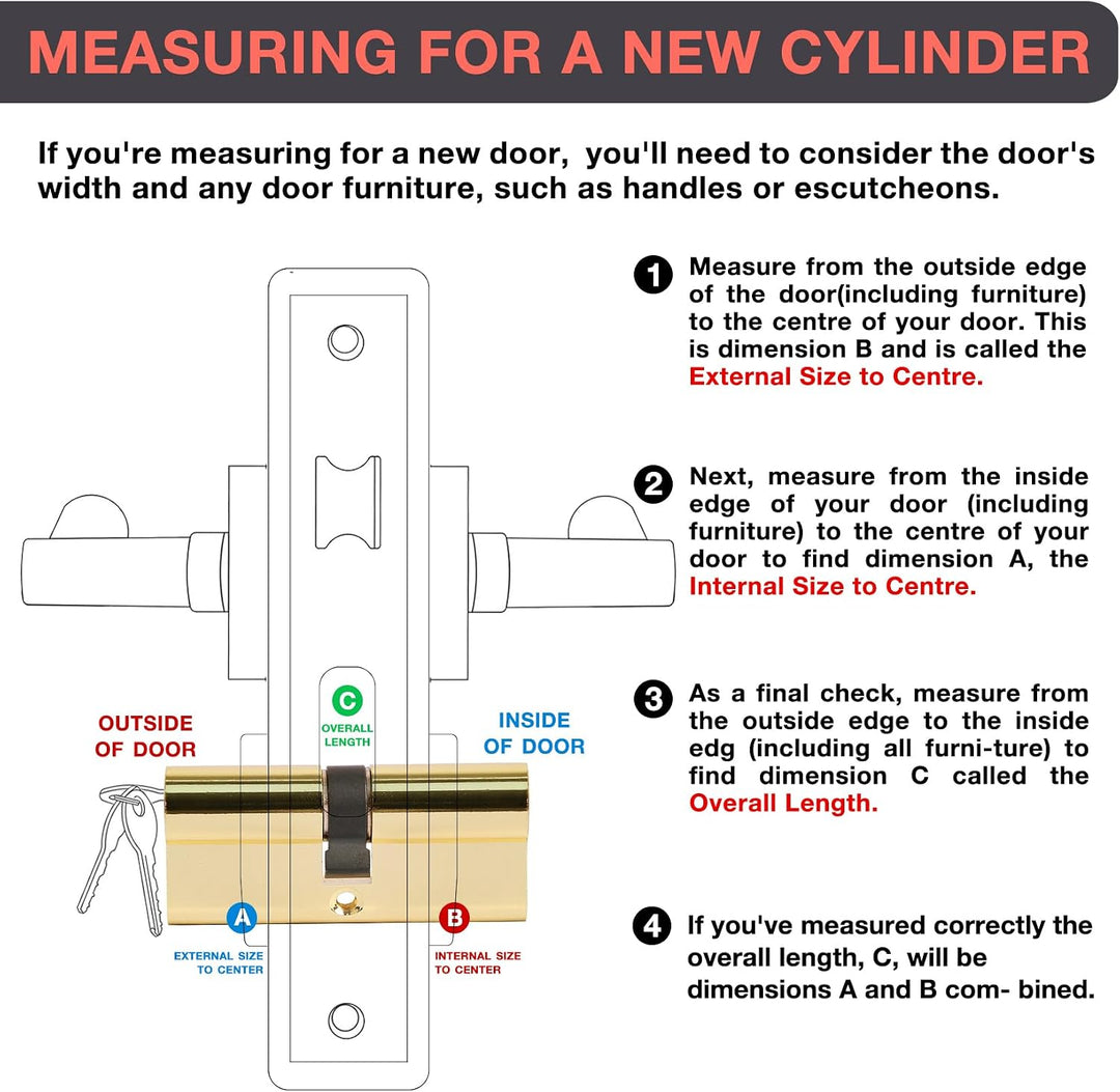 DIDA® 70mm Euro Barrel Lock 35/35 Door Barrel Lock with Key UPVC Door Lock Barrel Profile Lock with