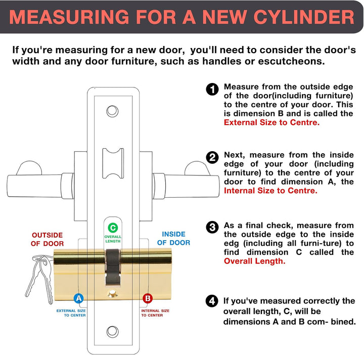 DIDA® 70mm Euro Barrel Lock 35/35 Door Barrel Lock with Key UPVC Door Lock Barrel Profile Lock with
