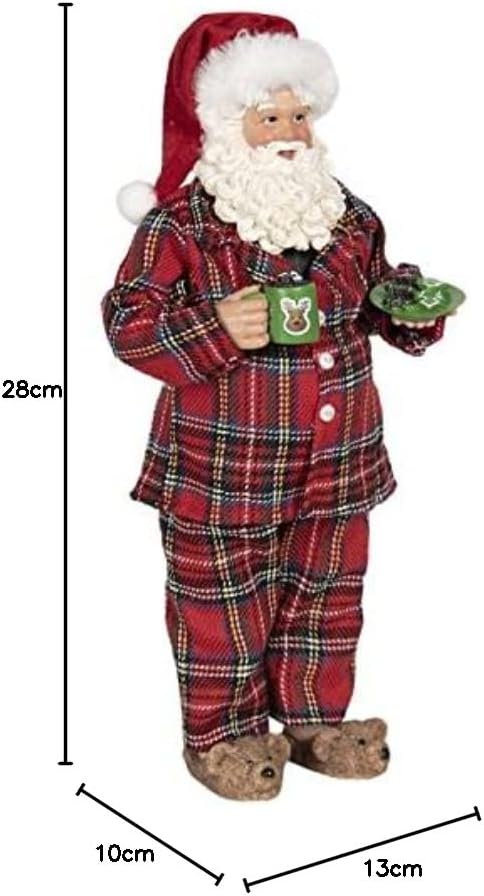 Clayre & Eef 64648 - Dekofigur in Form eines Weihnachtsmanns, mehrfarbig, aus Stoff auf Kunststoff,