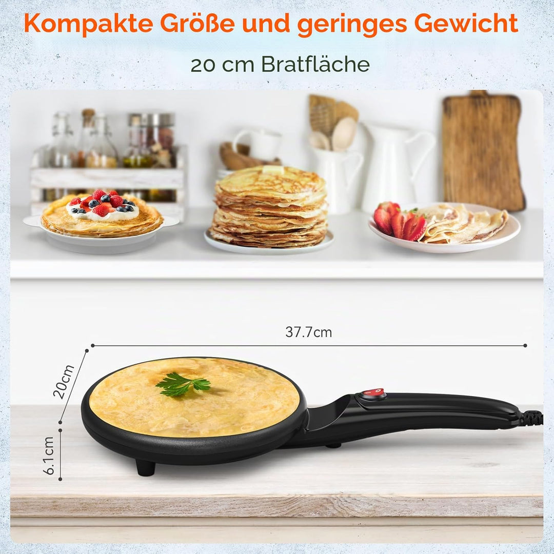 Elektrischer Crepier, elektrisch, antihaftbeschichtet, tragbar, 800 W, für Zuhause, Cool-Touch-Griff