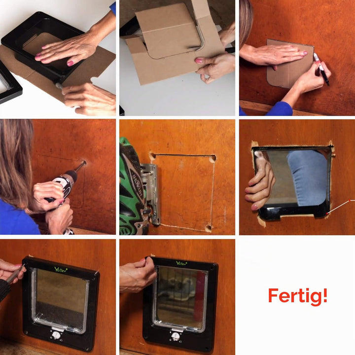 Ycozy Gross Katzentür Aussengrösse 25.2 x 23.7cm 4 Wege Verriegelung Indoor Haustier Tür für Innen A