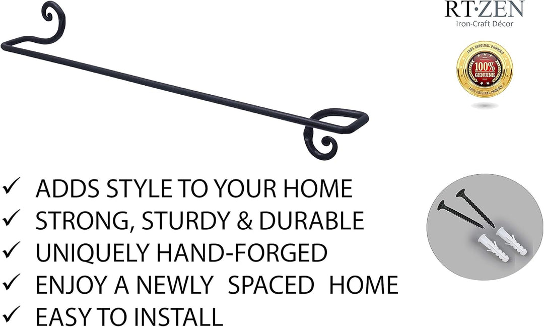 Swirls Towel Bar Hanger Holder Wall Hanger For Bathroom Or Kitchen, Handmade By RTZEN-Décor A11, Lar