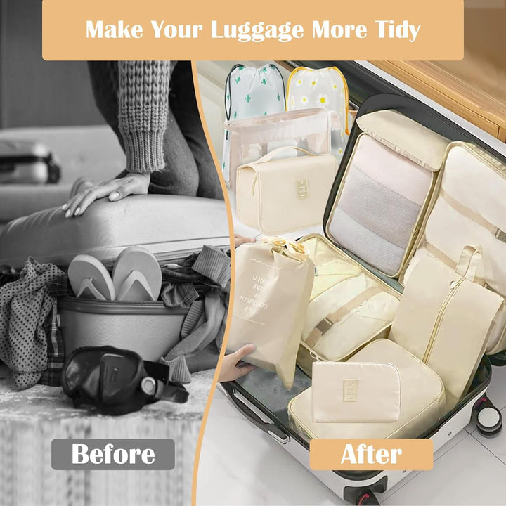 Koffer Organizer Set, 13 Stück Packing Cubes, Wasserdichte Kofferorganizer für Urlaub und Reisen, Tr