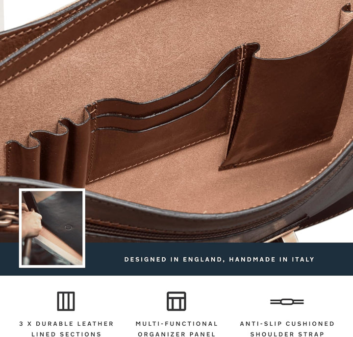 Maxwell Scott Klassischer Herren Leder Aktenkoffer Paolo3 in Cognac Braun, Cognac Braun