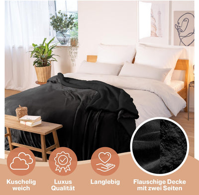 Blumtal Premium Sherpa Kuscheldecke flauschig - Wohndecke Kuscheldecke 130x150 cm - Oeko-TEX zertifi