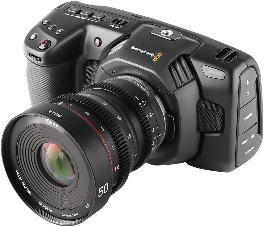 MEKE 50 mm T2.2 grosse Blende, manueller Fokus, 4K-Cine-Objektiv für Micro-Four-Thirds-Halterung, ko