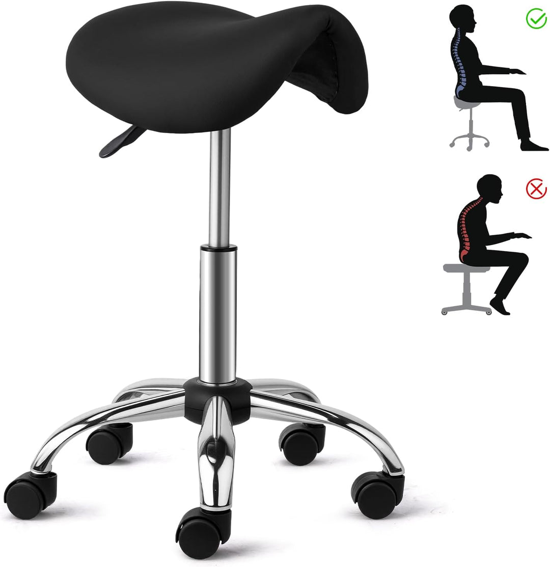 Bonnlo Sattelhocker mit Rollen 360°, Sattelhocker Höhenverstellbar 48-63cm, Rollhocker Ergonomisch 1