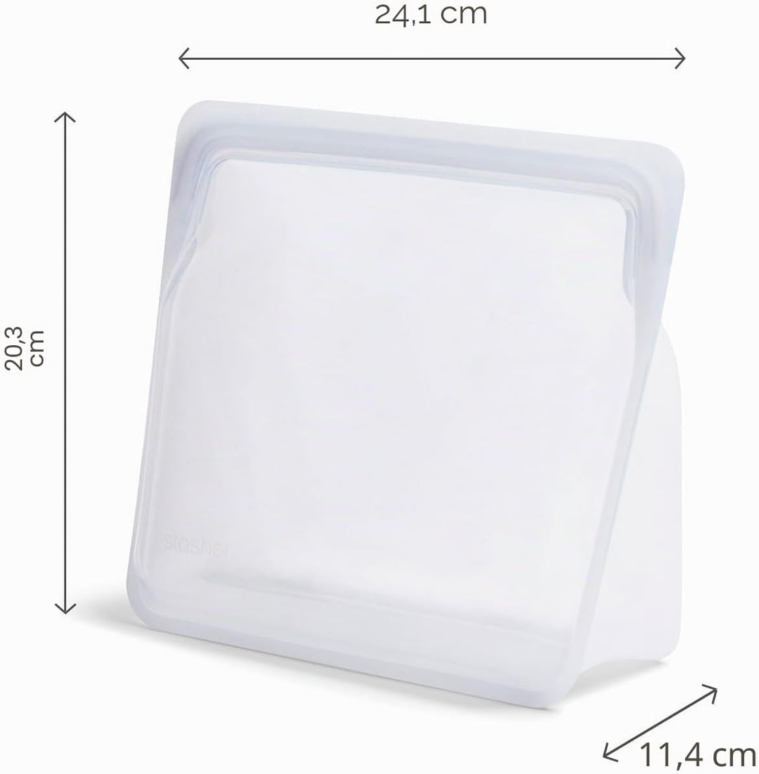 stasher Silikonbeutel für Lebensmittel, Stand Up Bag Mega (transparent) | wiederverwendbare Gefrierb