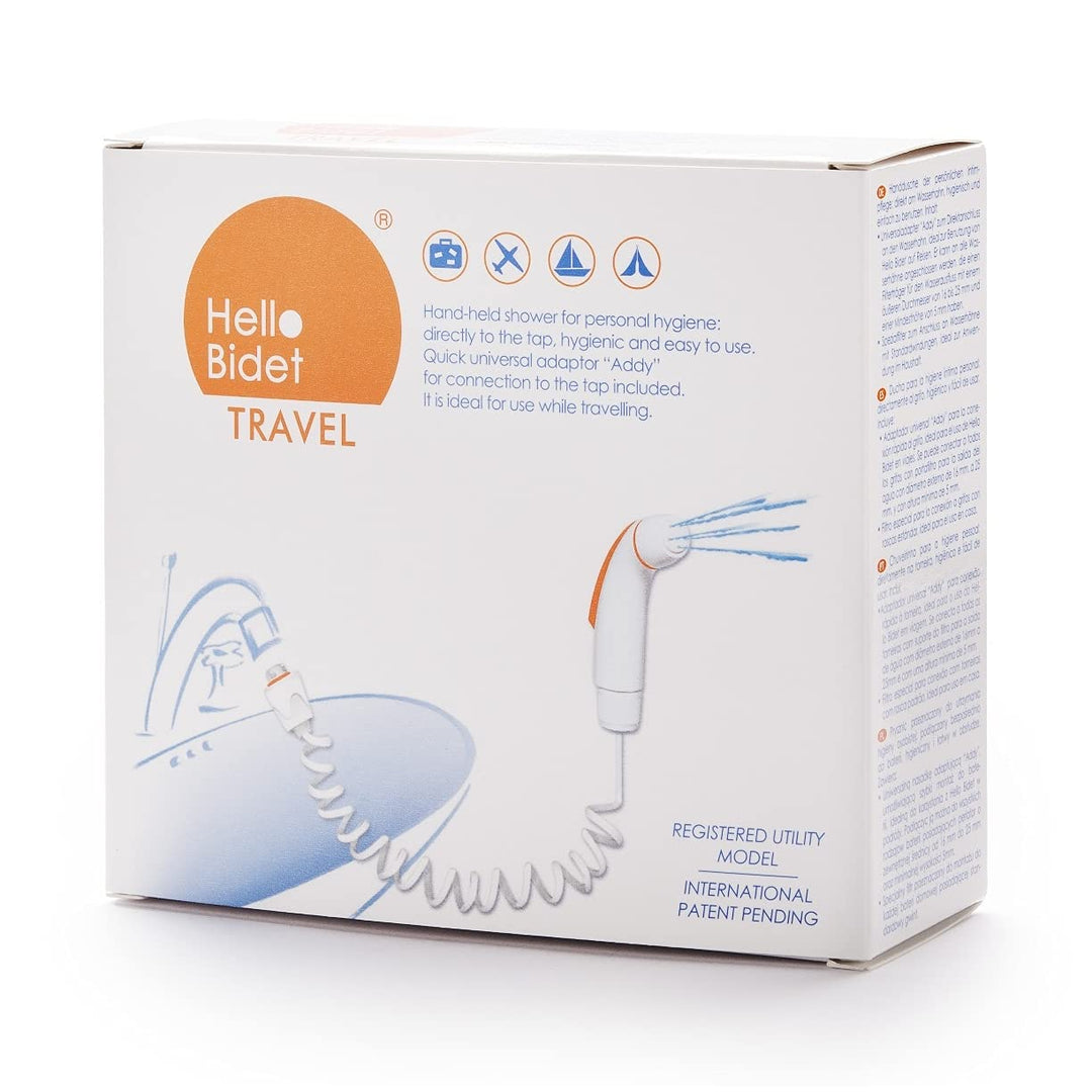 HELLO BIDET - Verpackung "TRAVEL" - tragbares Bidet für die Intimhygiene auch auf Reisen