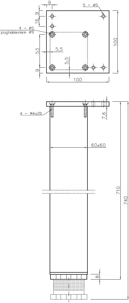 MS Beschläge® 4er Set Tischbeine Möbelfüsse Eckig 60mm x 60mm in diverse Farben Höhe 710mm (Aluminiu
