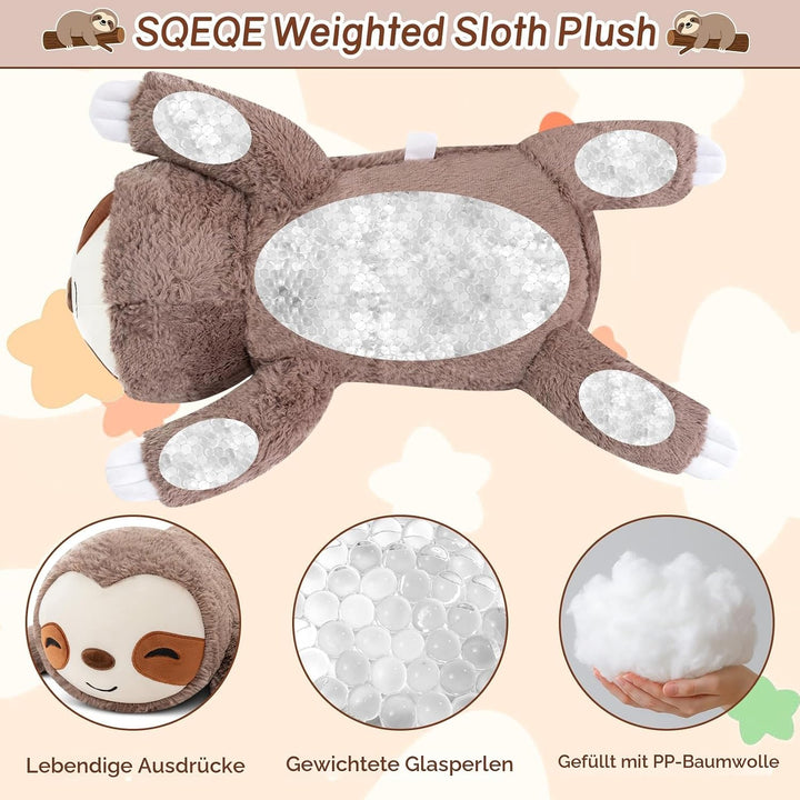 SQEQE Gewichtetes Faultier Kuscheltier, Weiches Faultier Plüschtier Kuscheltierkissen mit Gewicht, C