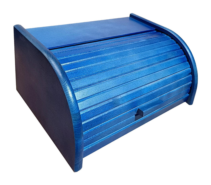 Brot-Box aus Holz, aufrollbar oder herunterklappbar, verschiedene Versionen erhältlich, holz, blau,