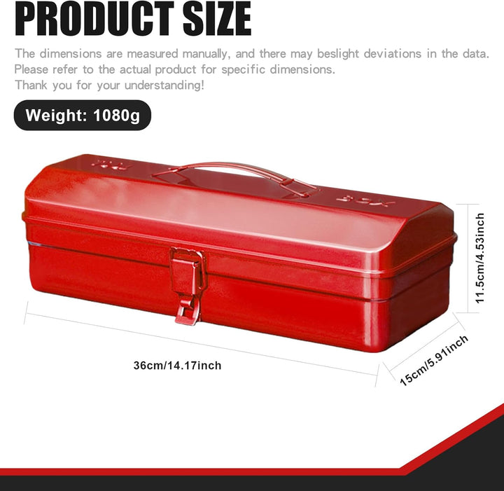 Werkzeugkoffer leer Gross Werkzeugbox, 37×16×12cm Werkzeugkasten Metall mit Tragegriff und Verriegel
