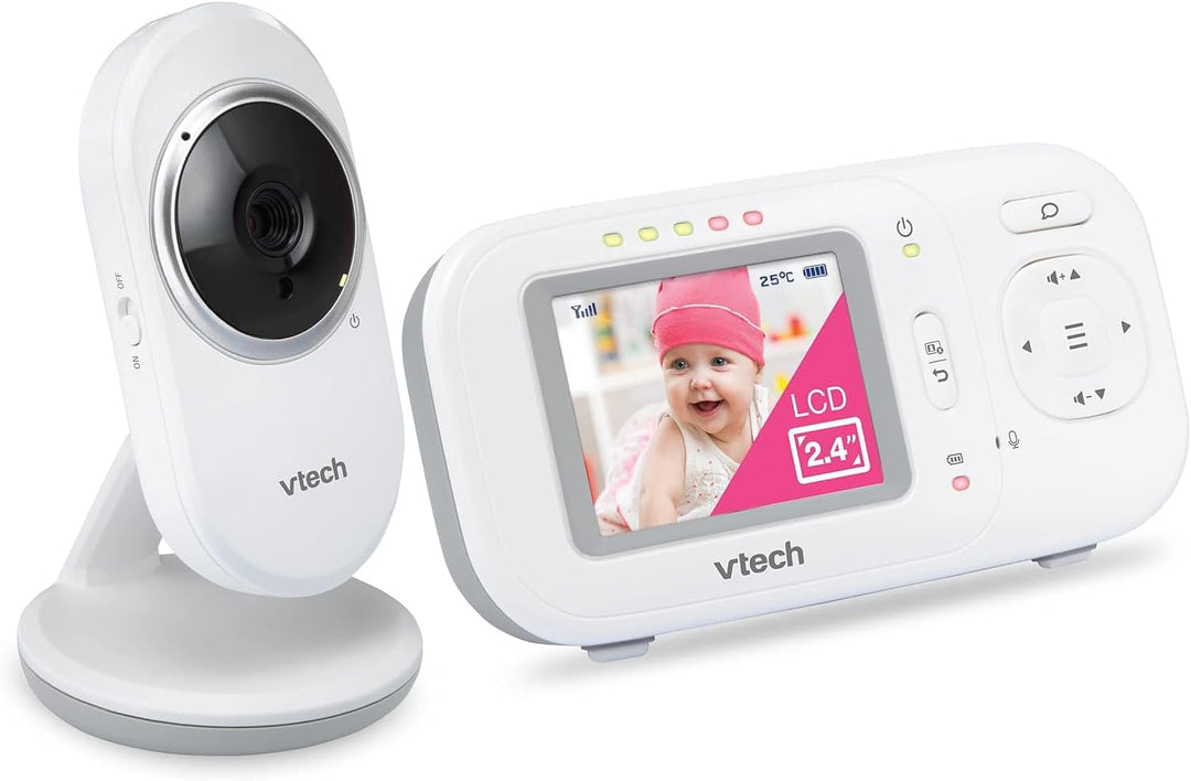 VTech Babyphone mit 2,4-Zoll-Display, Nachtsicht, Zwei-Wege-Kommunikation, Temperatursensor, Geräusc