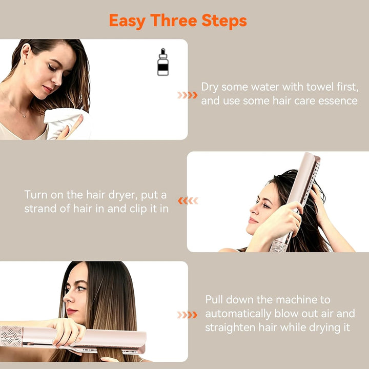 OKWRAP Air Haarglätter, Air Straight Glätteisen mit Luft, 2in1 Glatt- und Föhnstyler, Luft-Airstyler