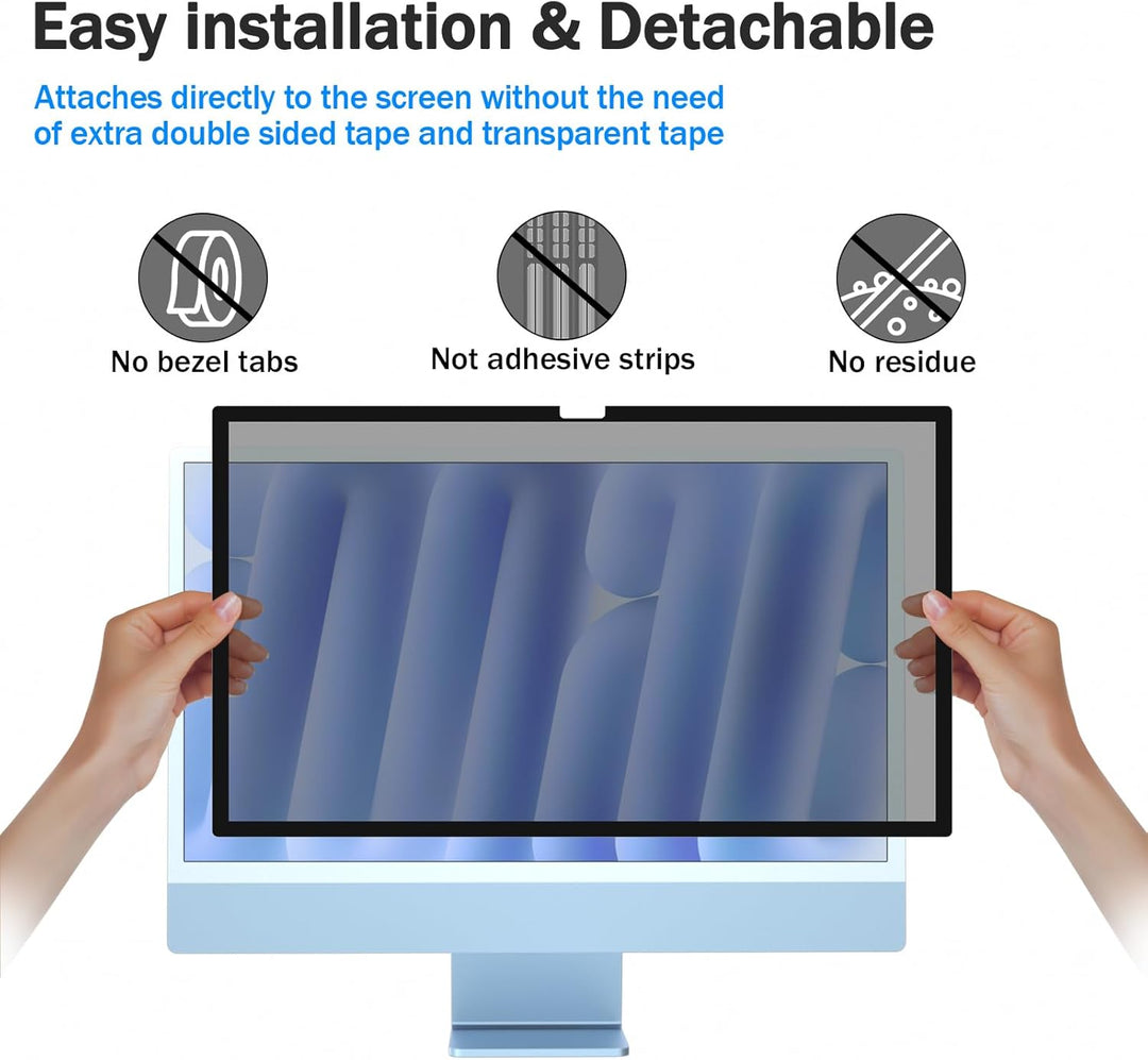 PYS Blickschutzfolie für Apple iMac 24 Zoll M1 Monitor Selbstklebend Abnehmbar Blickschutzfilter Ble