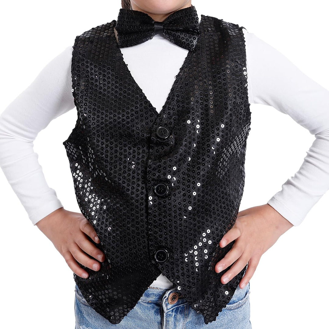 Carnavalife Paillettenweste für Jungen und Mädchen, Hip-Hop-Weste, Kostüm für Kinder, Party, Tanz, A