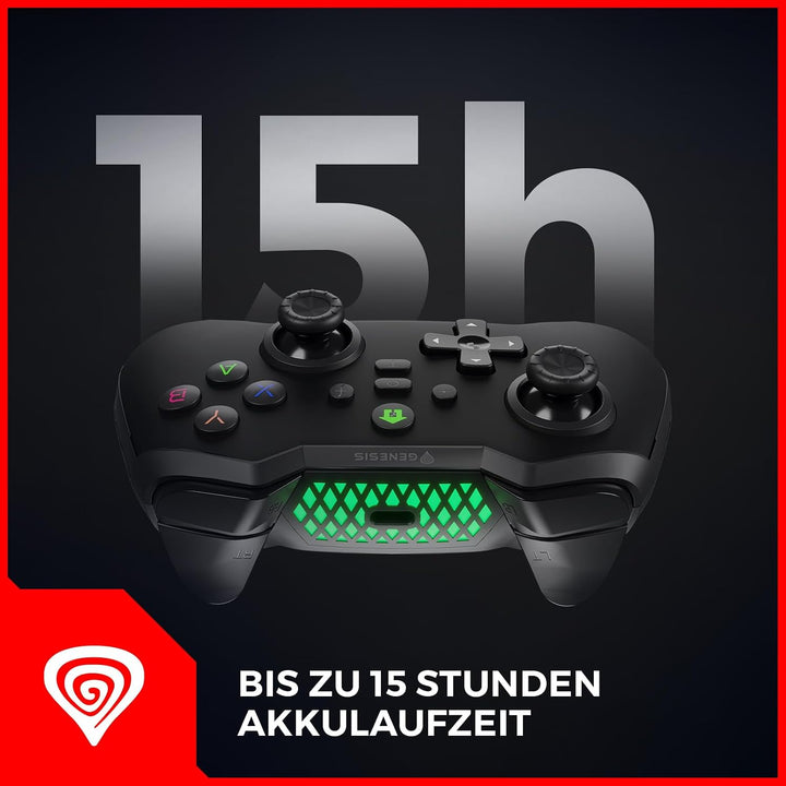 Genesis Mangan 400 Wireless Controller für PC, Switch, Mobile, Schwarz, Schwarz