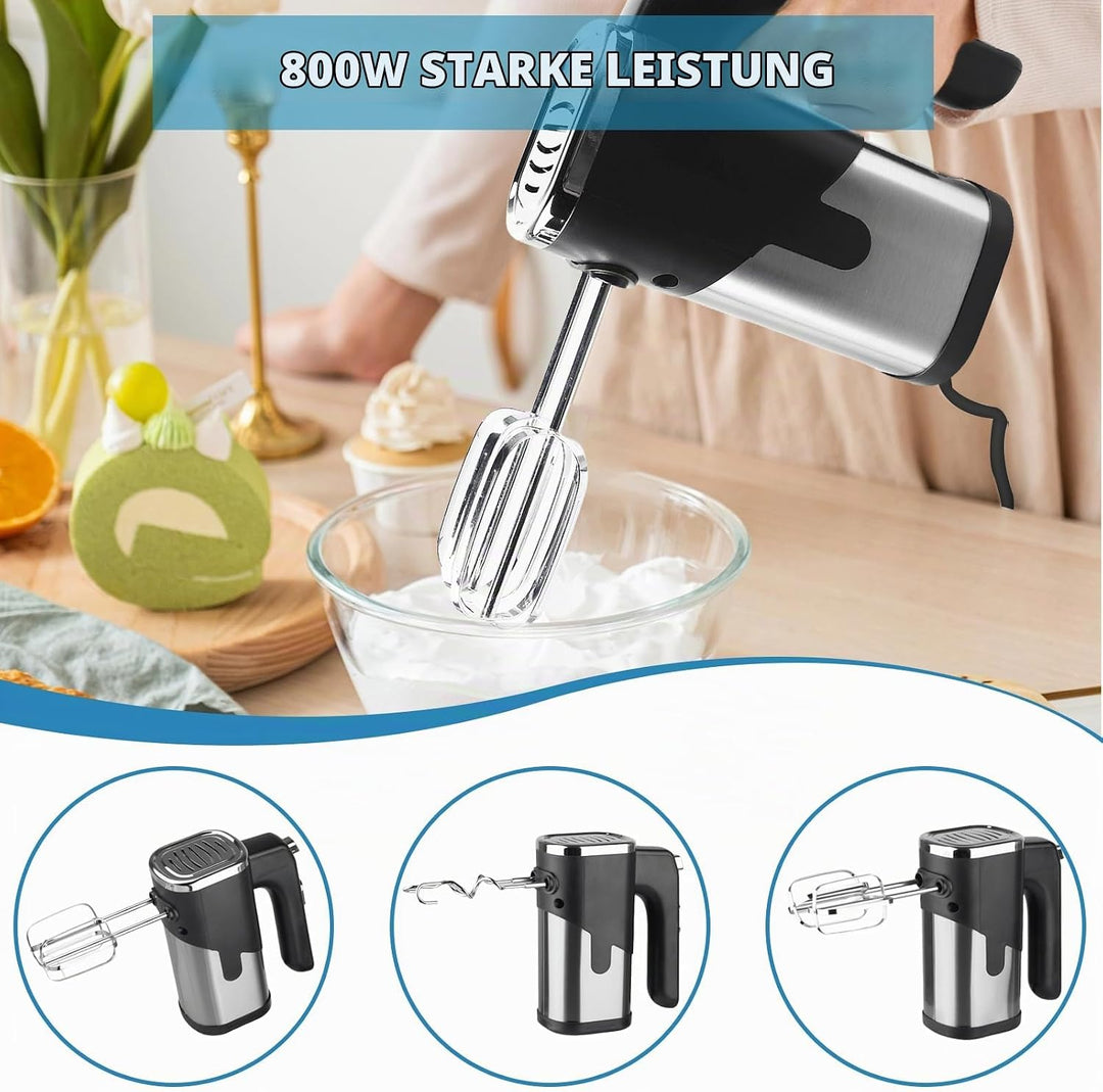 Handmixer, 800W 5 Geschwindigkeiten Mixer Handrührer, Elektrisch Handrührgerät Rührgerät Handmixer m