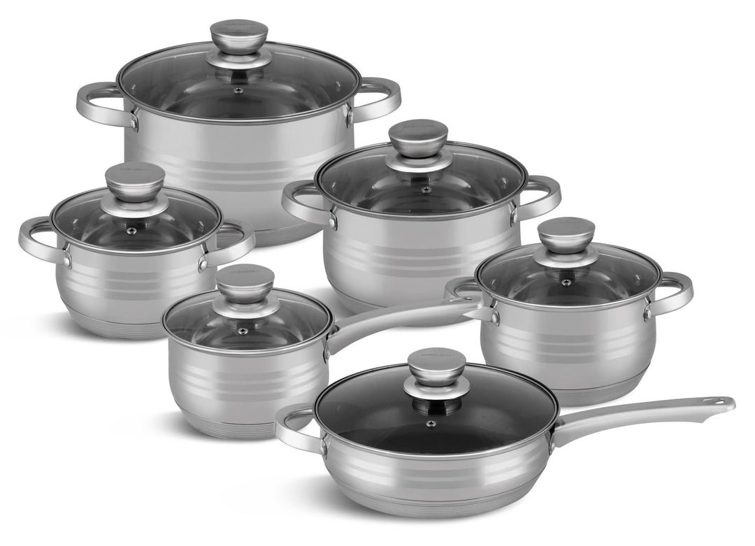 EDENBERG 12 TLG Topfset Induktion mit Pfanne, Edelstahl Kochtopf Set Induktion | Induktions Töpfe Se
