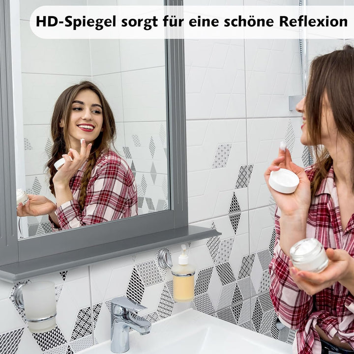 RELAX4LIFE Badspiegel mit Ablage, Wandspiegel aus Holz, Hängespigel 57 x 12 x 68,5 cm, Spiegel zum A