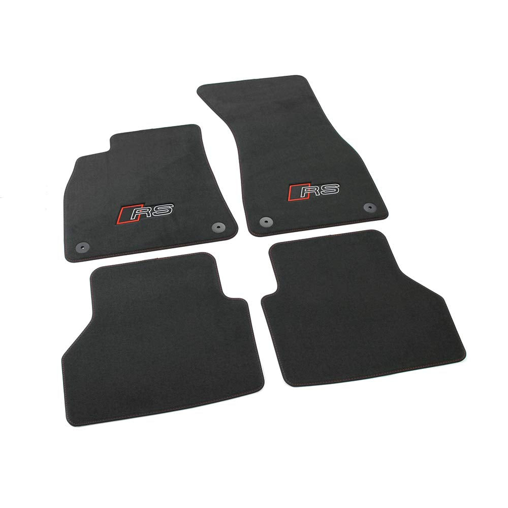 Textilfussmatten RS Premium Velours Fussmatten 4x Stoffmatten schwarz/rot