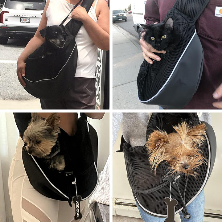 YUDODO Pet Dog Sling Carrier Breathable Mesh Travel Safe Sling Bag Carrier for Dogs Cats (Medium (1