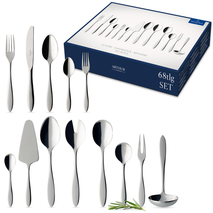 Villeroy und Boch Arthur Tafelbesteck für bis zu 12 Personen, 68-teilig, Edelstahl 44 x 29 x 9 cm Me