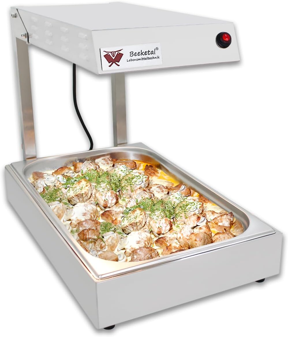 Beeketal 'BWB-1' Profi Gastro Wärmebrücke Pommeswärmer mit Beleuchtung und Gastronorm GN 1/1 Behälte