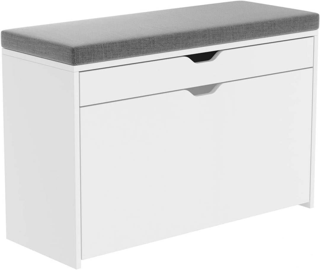 VOWNER Schuhschrank mit Klappen, Schuhregal Schuhkipper Schmal, Sitzbank mit Sitzkissen, Verstellbar
