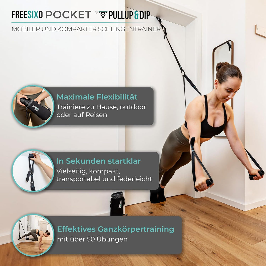 Pocket Schlingentrainer - Kompakter Sling Trainer für Ganzkörpertraining | Suspension Trainer für Zu