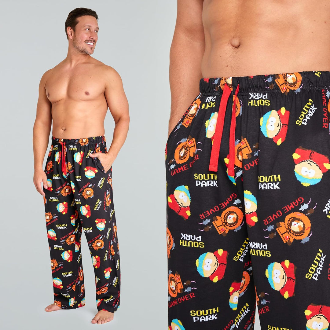 South Park Herren Lang Pyjamahose - bequemer Schlafanzug S Schwarz/Multi, S Schwarz/Multi