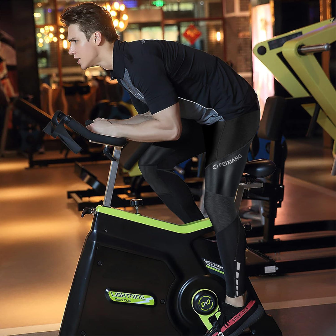 MEETWEE Herren Radlerhose Lange Fahrradhose, Kompression Radhose Leggings Radsport Hose für Männer E