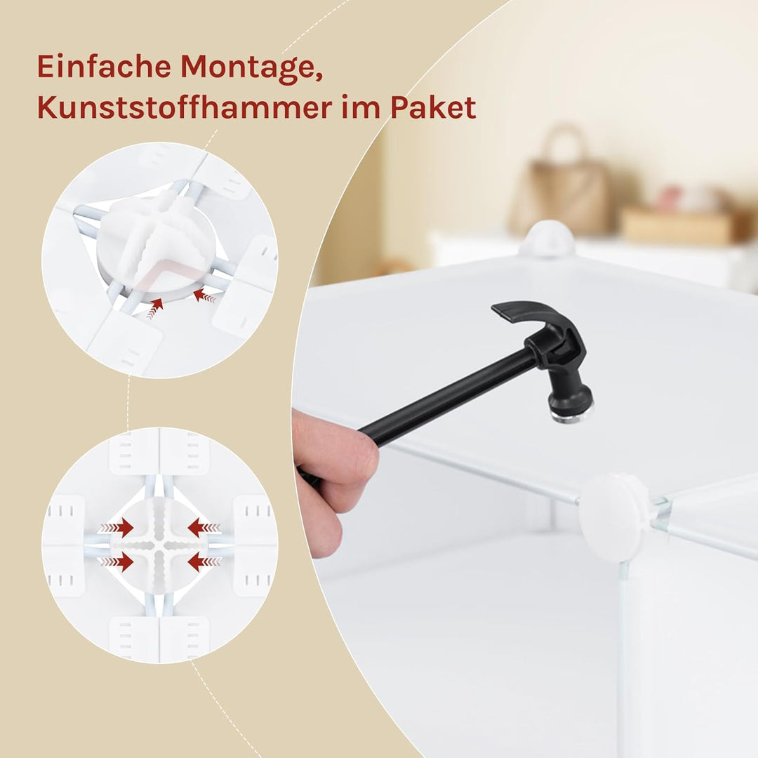 WOLTU Schuhregal 6 Fächern, Schuhschrank mit Türen, für 24 Paar Schuhe Weiss | DIY Schuhorganizer, S
