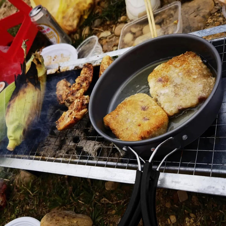 Queta Camping Kochgeschirr Set 17-teiligs Cookware Kit Picknick Töpfen für 2-3 Personen Zum Camping