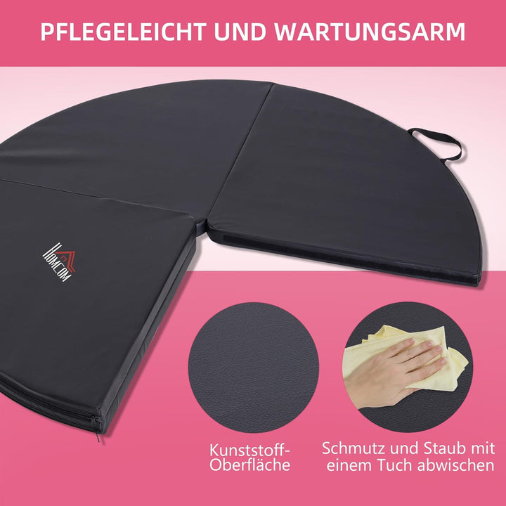HOMCOM Tanzstangenmatte, Ø 150cm Stangentanz Schutzmatte, 5 cm dick Pole Dance Matte, faltbare Siche