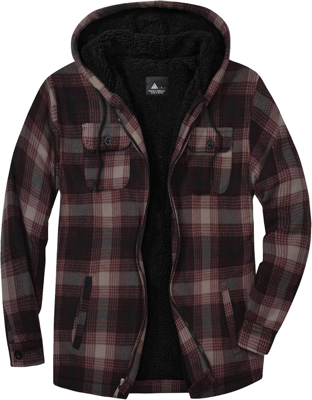JACKETOWN Hemdjacke Herren Kariertes Winterjacke Thermohemd Fleece Gefüttert Freizeit Jacke mit Kapu