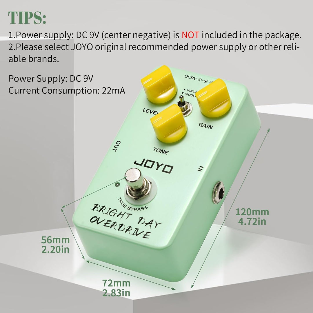 JOYO Blues Overdrive Gitarrenpedale, hohe Verstärkung, Overdrive von Vintage bis Modern, für E-Gitar