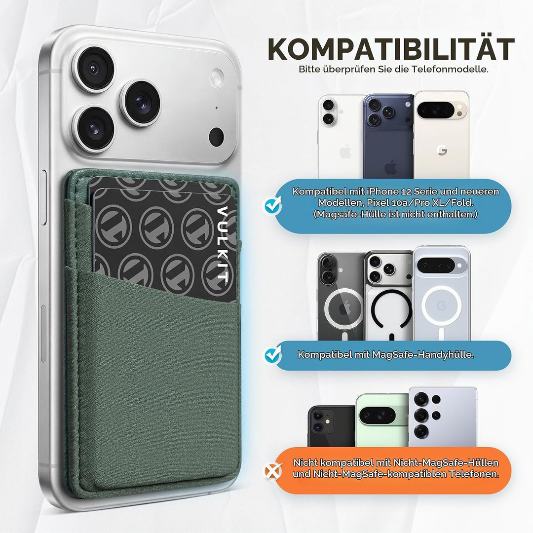VULKIT Magsafe Wallet Kompatibel mit iPhone 15/14/13/12er Serie, Dehnbarer Lycra-RFID-Kartenhalter m