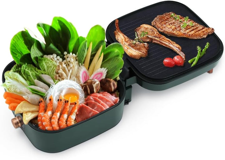 Uten Hot Pot Barbecue, 2 in1 Multifunktion Doppelbratpfanne Grill mit Antihaftbeschichteter Oberfläc