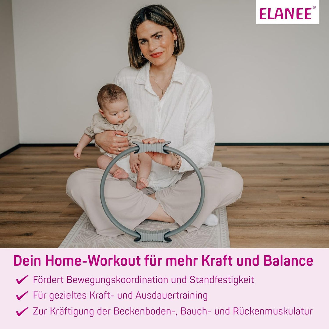 ELANEE Pilates-Ring mit rutschfesten Griffen zur Kräftigung der Beckenboden-, Bauch-, und Rückenmusk