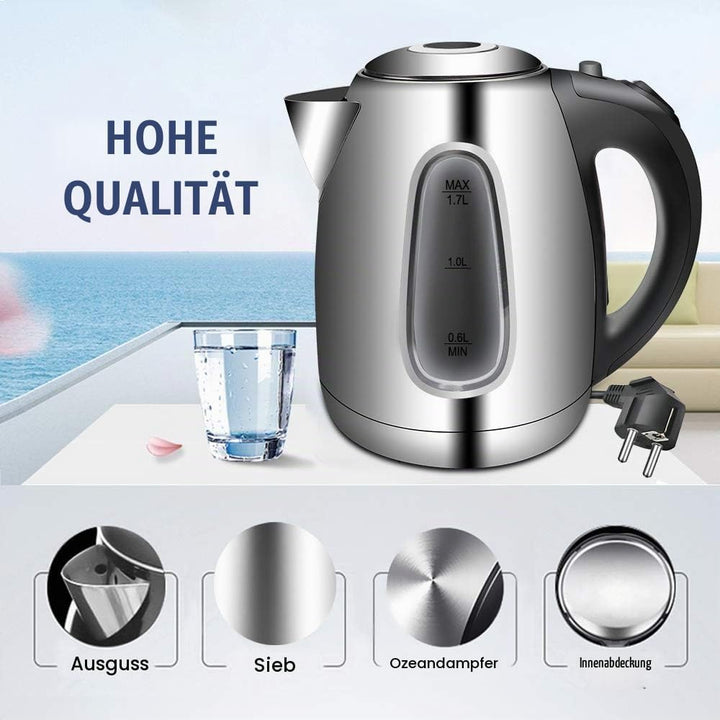 EXTRASTAR Wasserkocher aus Edelstahl, 2200W, mit blauem LED-Licht, bpa, automatischer Abschaltung un