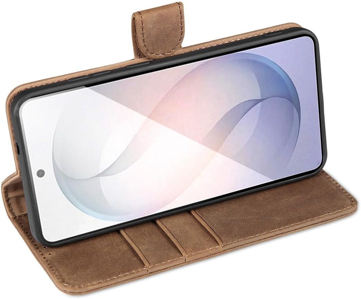 LENSUN Echtleder Handyhülle für Samsung Galaxy S26, Flip Hülle [Brieftasche][RFID Schutz][3 Kartenfa