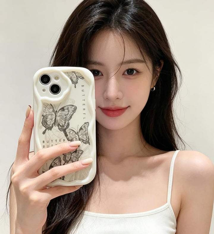 Schmetterling Welle Silikon Weich Hülle Kompatibel mit Samsung Galaxy A17 Weiss Samsung Galaxy A17 S
