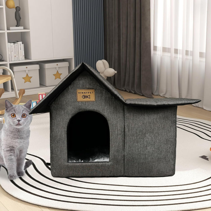 Vinnypet Luxus Katzenhaus Draussen Winterfest Wasserdicht Katzenhöhle Faltbare Wetterfester Haustier